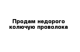 Продам недорого колючую проволока